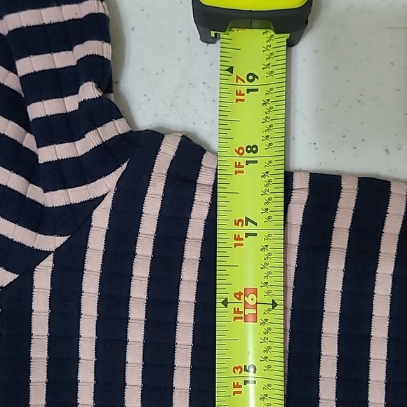 Nautica Navy Blue and Pink Fitted Ribbed Long Sleeve Mock Turtleneck size XL - Picture 6 of 7